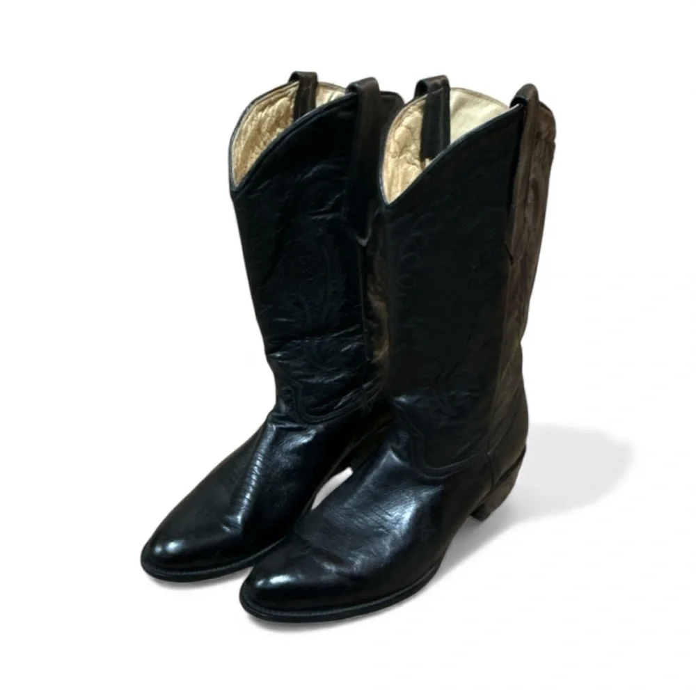 EUC - Justin Black Leather Cowboy Boots - Size 10